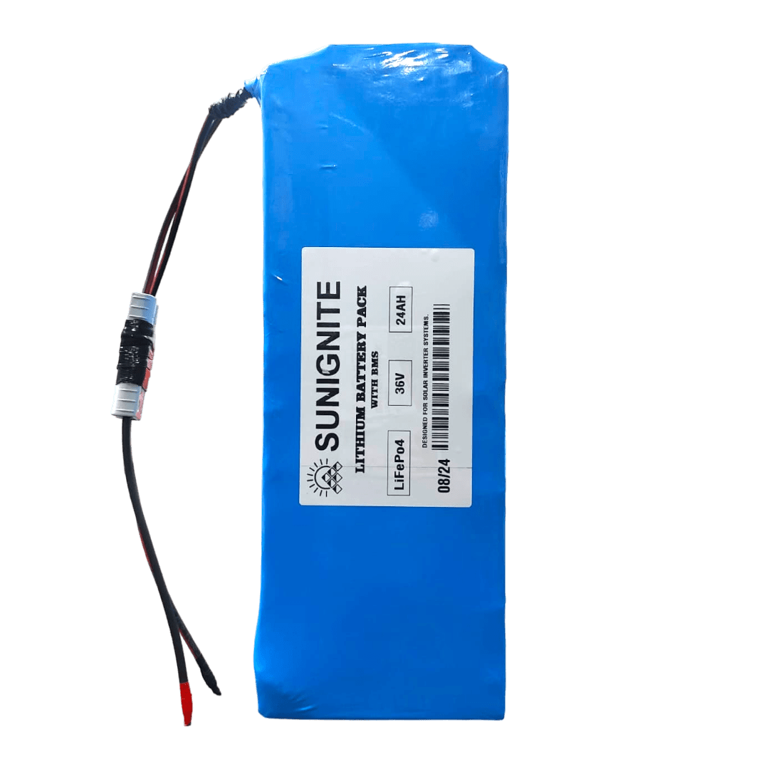 SUNIGNITE-LITHIUM-24AH-36V-2-NO-BG 36V 24AH Lithium Phosphate Battery Pack with BMS (11s4p) - Image 1
